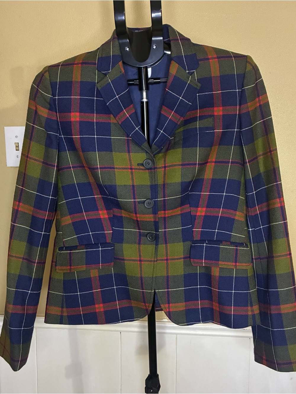 J. Crew Olive Green and Navy Plaid Blazer